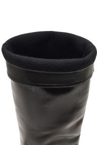 چکمه چرمی زنانه مشکی پاشنه نازک دری‌مد