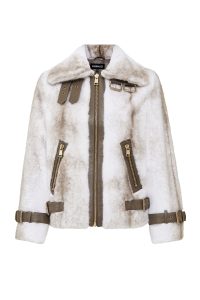 کاپشن چرمی زنانه سفید تدی Anabel دری مد