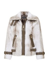 کاپشن چرمی زنانه سفید تدی Anabel دری مد