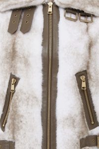 کاپشن چرمی زنانه سفید تدی Anabel دری مد