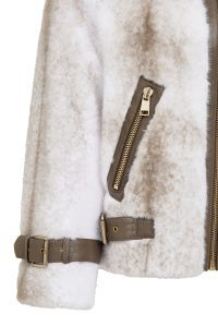 کاپشن چرمی زنانه سفید تدی Anabel دری مد