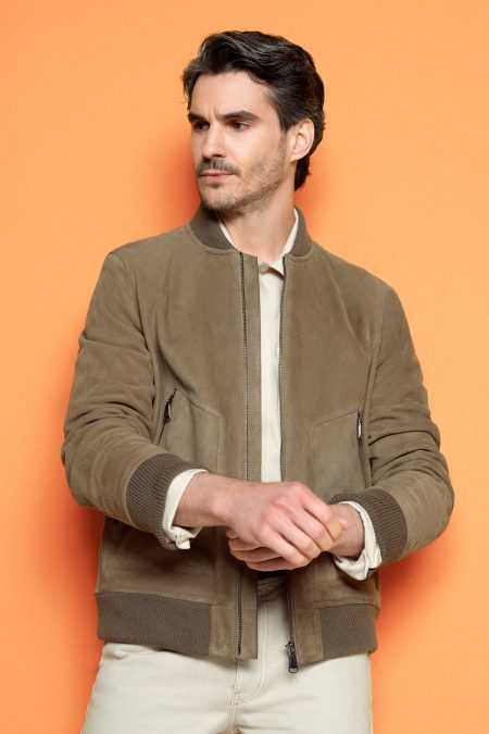 کت جیر مردانه سبز زیپ‌دار بافت‌دار Foden دری مد