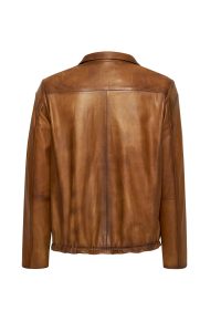 کت چرم یقه استند قهوه ای زنانه لوپز دری مد