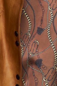 کت چرم یقه استند قهوه ای زنانه لوپز دری مد