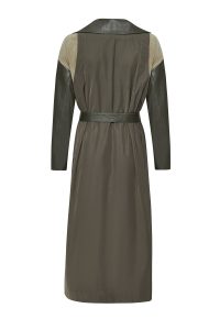 کت چرم یقه دو سینه سبز زنانه شکیرا دری مد