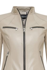 کت چرمی زنانه بژ کوتاه Taya دری مد