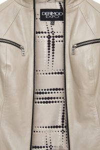 کت چرمی زنانه بژ کوتاه Taya دری مد