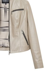 کت چرمی زنانه بژ کوتاه Taya دری مد