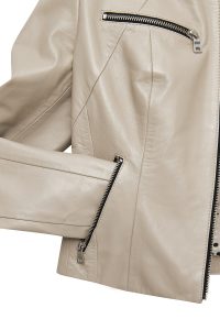 کت چرمی زنانه بژ کوتاه Taya دری مد