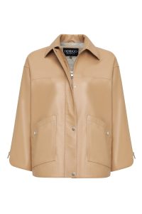 کت چرمی زنانه بژ Karen دری مد