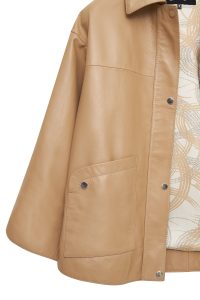 کت چرمی زنانه بژ Karen دری مد