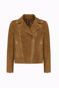 کت چرمی زنانه شتری بایکر جیر Alba دری مد