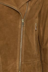 کت چرمی زنانه شتری بایکر جیر Alba دری مد