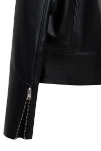 کت چرمی زنانه مشکی کوتاه یقه برگردان Dolores دری مد