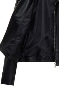 کت چرمی زنانه مشکی کوتاه یقه برگردان Dolores دری مد