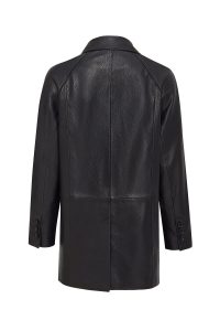 کت چرمی زنانه مشکی یقه کرواتی بلند Wendy دری مد