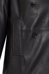 کت چرمی زنانه مشکی یقه کرواتی بلند Wendy دری مد