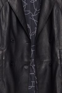 کت چرمی زنانه مشکی یقه کرواتی بلند Wendy دری مد