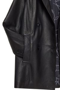 کت چرمی زنانه مشکی یقه کرواتی بلند Wendy دری مد