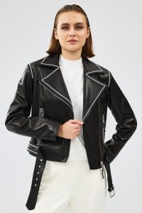 کت چرمی کوتاه مشکی زنانه Lady دری مد