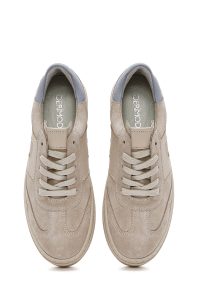 کتونی زنونه چرم جیر بژ بنددار دری مد