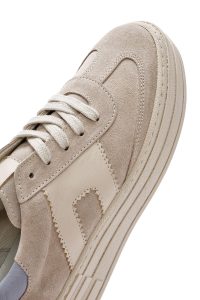 کتونی زنونه چرم جیر بژ بنددار دری مد