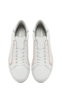 کتونی زنونه چرم سفید بنددار دری مد