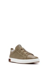 کتونی مردانه بژ بندی چرمی دری مد