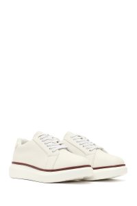 کتونی مردانه سفید بندی با زیره ضخیم دری مد