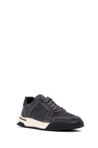 کتونی مردانه طوسی بندی جیر چرمی دری مد