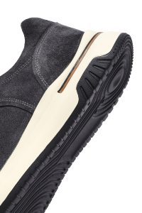 کتونی مردانه طوسی بندی جیر چرمی دری مد