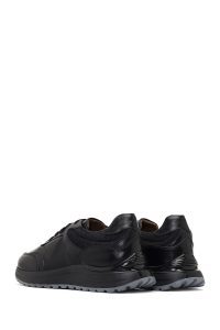 کتونی مردانه مشکی بندی زیره ضخیم چرمی دری مد