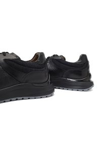 کتونی مردانه مشکی بندی زیره ضخیم چرمی دری مد