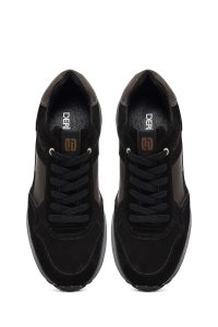 کتونی مردانه مشکی بندی چرمی دری مد