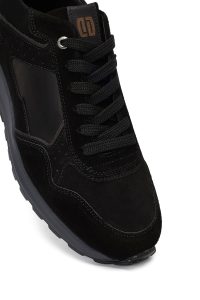 کتونی مردانه مشکی بندی چرمی دری مد