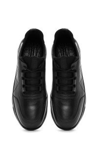 کتونی مردانه مشکی بندی چرمی کژوال دری مد