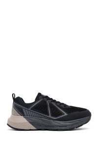 کتونی مردانه پارچه‌ای مشکی بندی زیره ضخیم دری مد