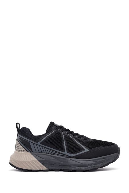 کتونی مردانه پارچه‌ای مشکی بندی زیره ضخیم دری مد