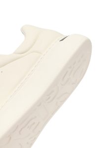 کتونی مردانه چرمی سفید بندی زیره ضخیم دری مد