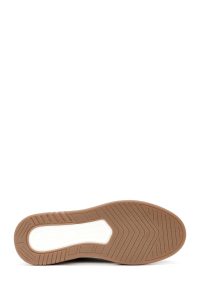 کتونی مردانه چرمی قهوه‌ای بندی زیره ضخیم دری مد