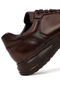 کتونی مردانه چرمی قهوه‌ای بندی کژوال دری مد