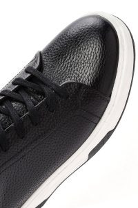 کتونی مردانه چرمی مشکی بندی زیره ضخیم دری مد