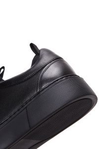 کتونی مردانه چرمی مشکی بندی زیره ضخیم دری مد