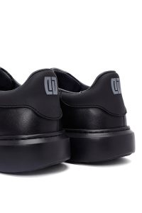 کتونی مردانه چرمی مشکی بندی زیره ضخیم دری‌مد