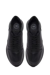 کتونی مردانه چرمی مشکی بندی کژوال دری مد