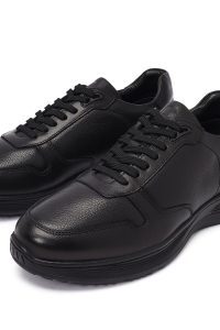 کتونی مردانه چرمی مشکی بندی کژوال دری مد