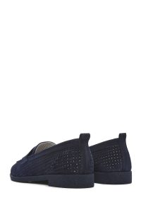 کفش لوفر زنانه چرم جیر سرمه‌ای دری مد