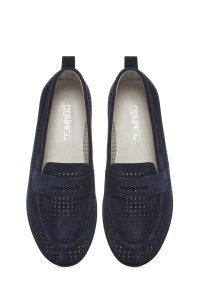 کفش لوفر زنانه چرم جیر سرمه‌ای دری مد