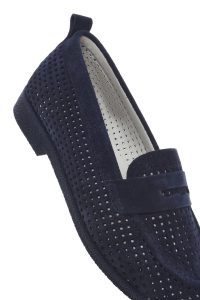 کفش لوفر زنانه چرم جیر سرمه‌ای دری مد