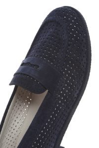 کفش لوفر زنانه چرم جیر سرمه‌ای دری مد